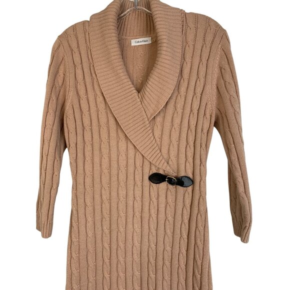 Calvin Klein Sparkle Sweater Dress Tan Size Small - Picture 8 of 9